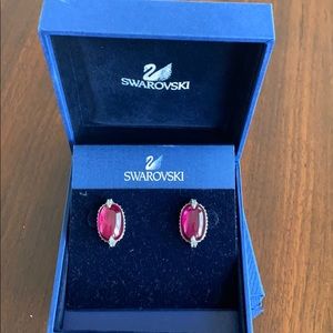New in Box Swarovski Burgundy Earrings